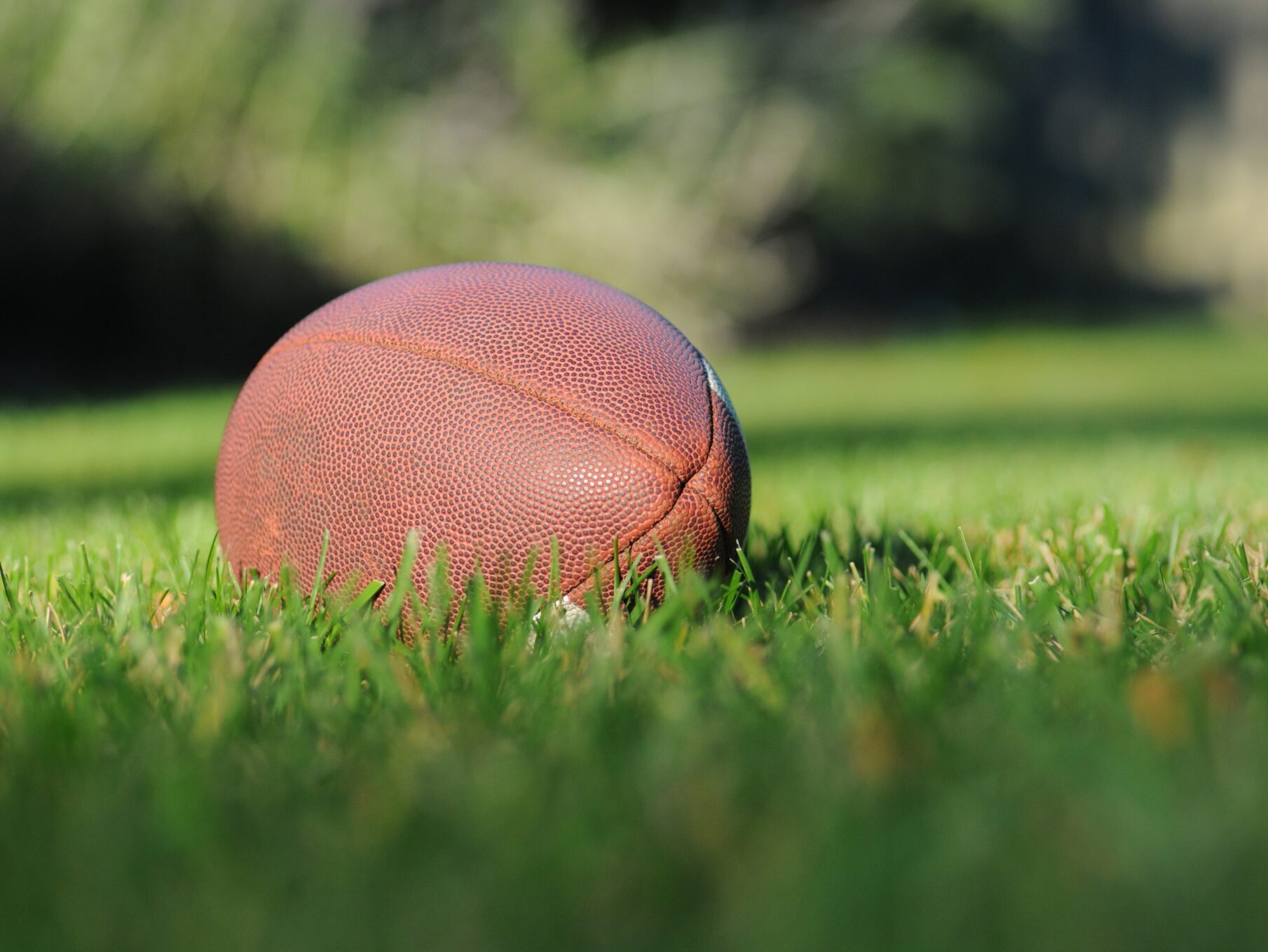 football laying in green grass