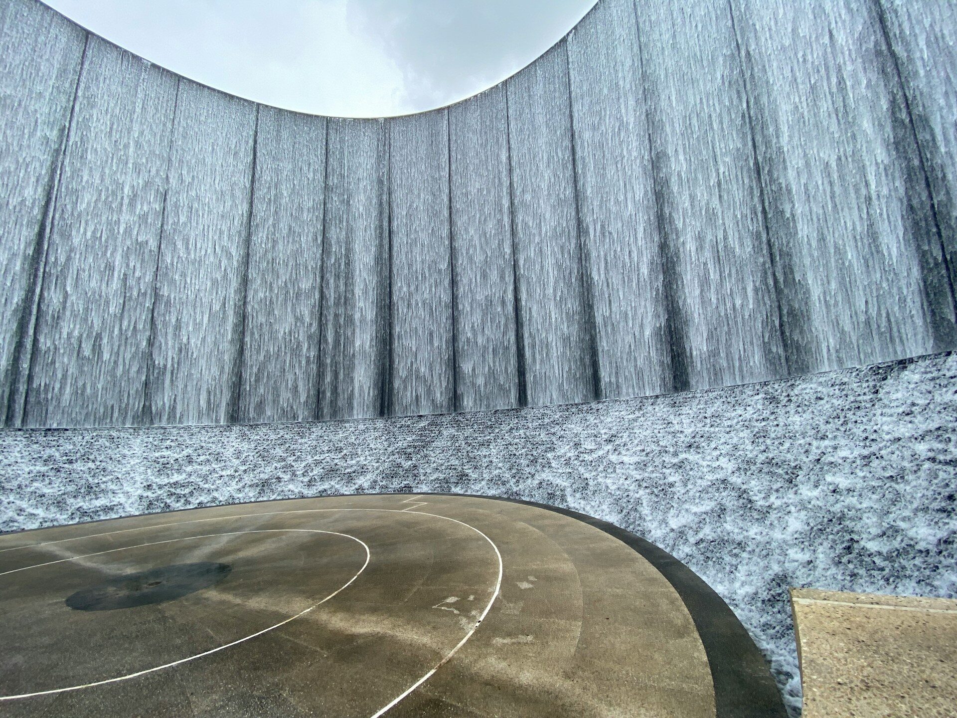 view at the bottom of the Waterwall Park in Houston, TX