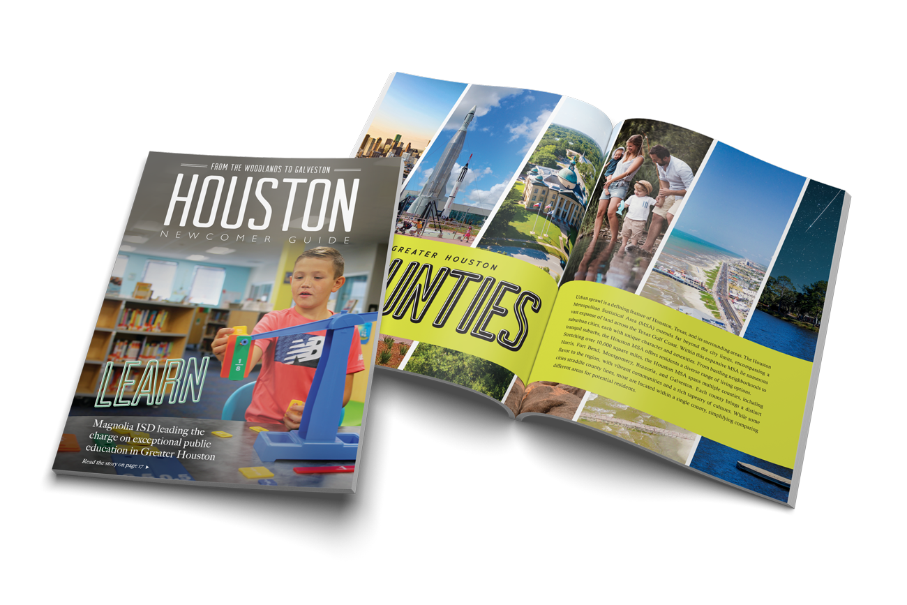 Houston Relocation Guide cover and spread